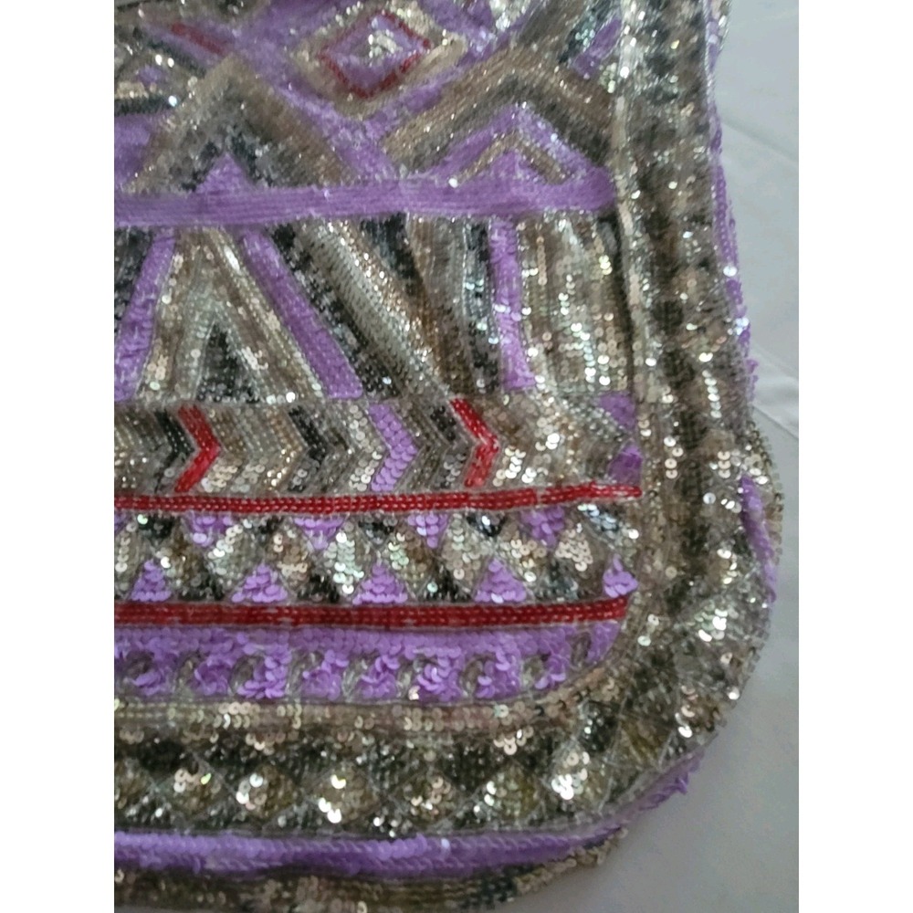 NWT Ramona La Rue by Arianne Hooded Sequin Poncho Lilac One Size Luxury - Picture 6 of 14